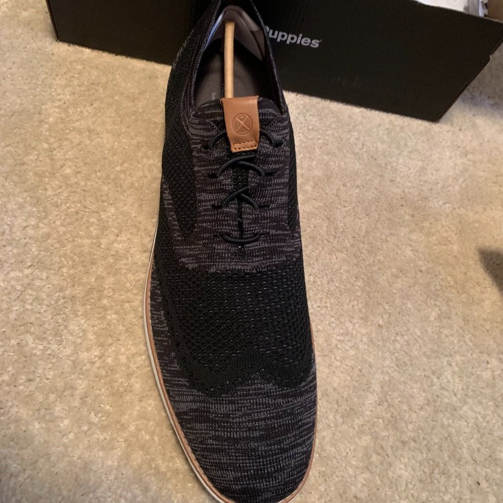 New In Box Hush Puppies Expert Wingtip Knit Oxford Black Size 15W